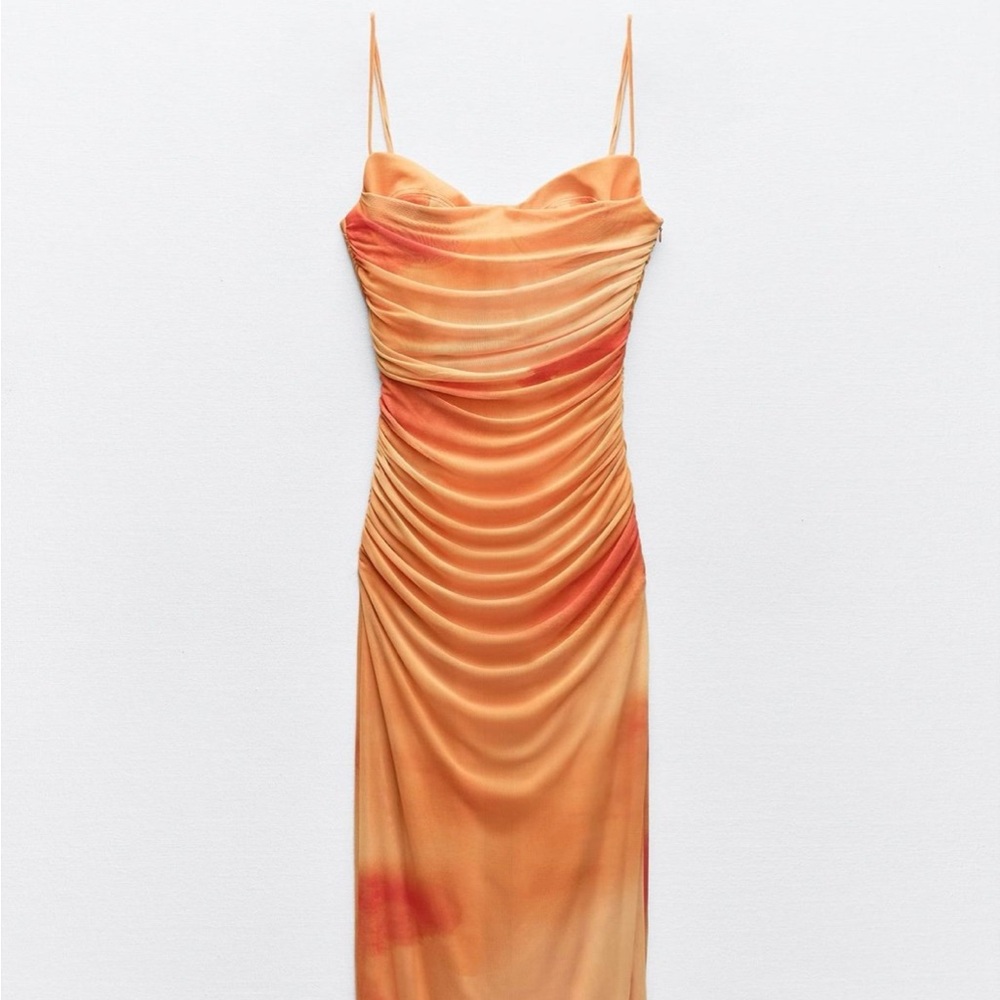 Zara Orange Midi Dress
